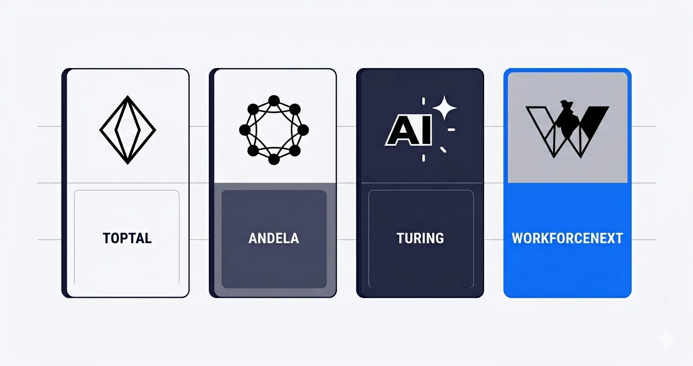 Toptal vs Andela vs Turing vs WorkforceNext: An Honest Side-by-Side Comparison (2026)